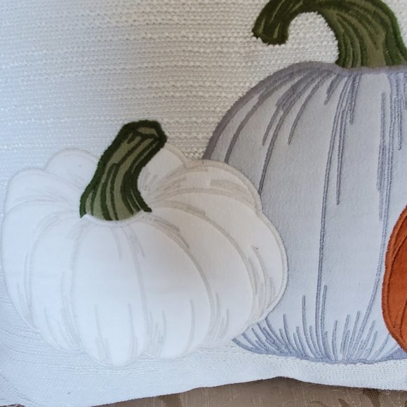 Fall Pumpkin Quartett Pillow Oranges And Plaid Back - Picture 3 of 7